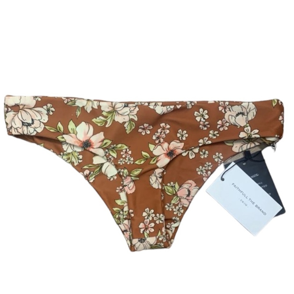 NEW Faithfull The Brand XS Cara Bikini Bottoms  Rose Print Floral Poolside